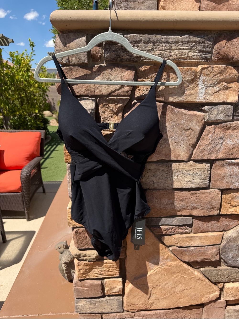 Jets Australia Black One-Piece Swim Suit with V-Neck Wrap